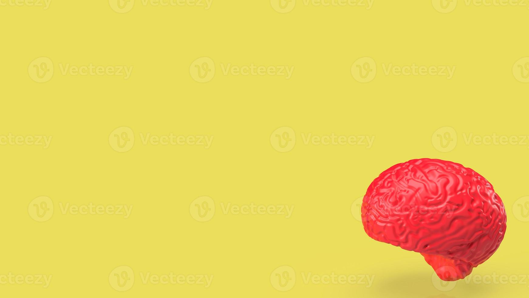 red brain on yellow back ground 3d rendering photo