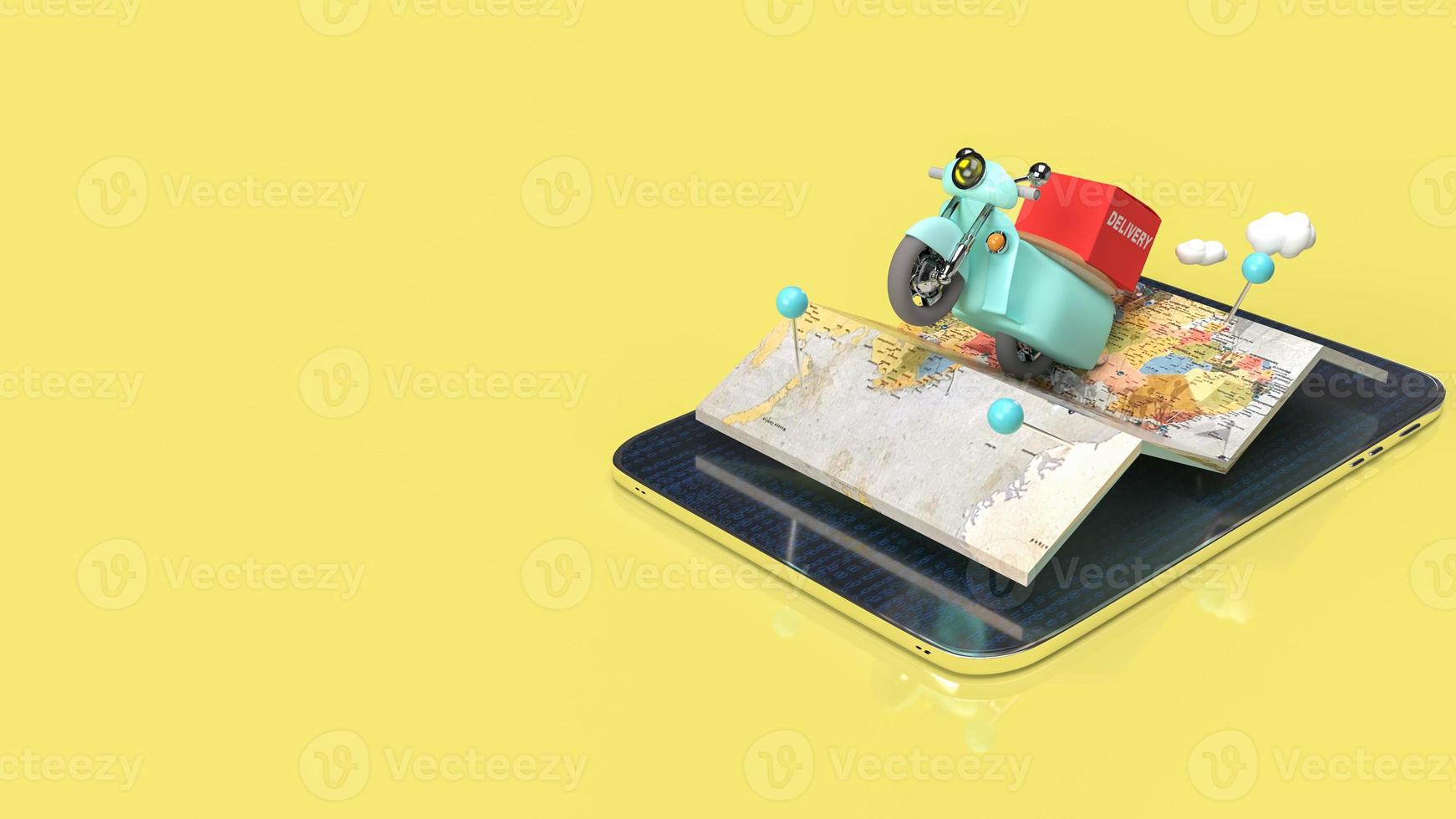 The map and tablet for delivery  or  apps transport  concept  3d rendering photo