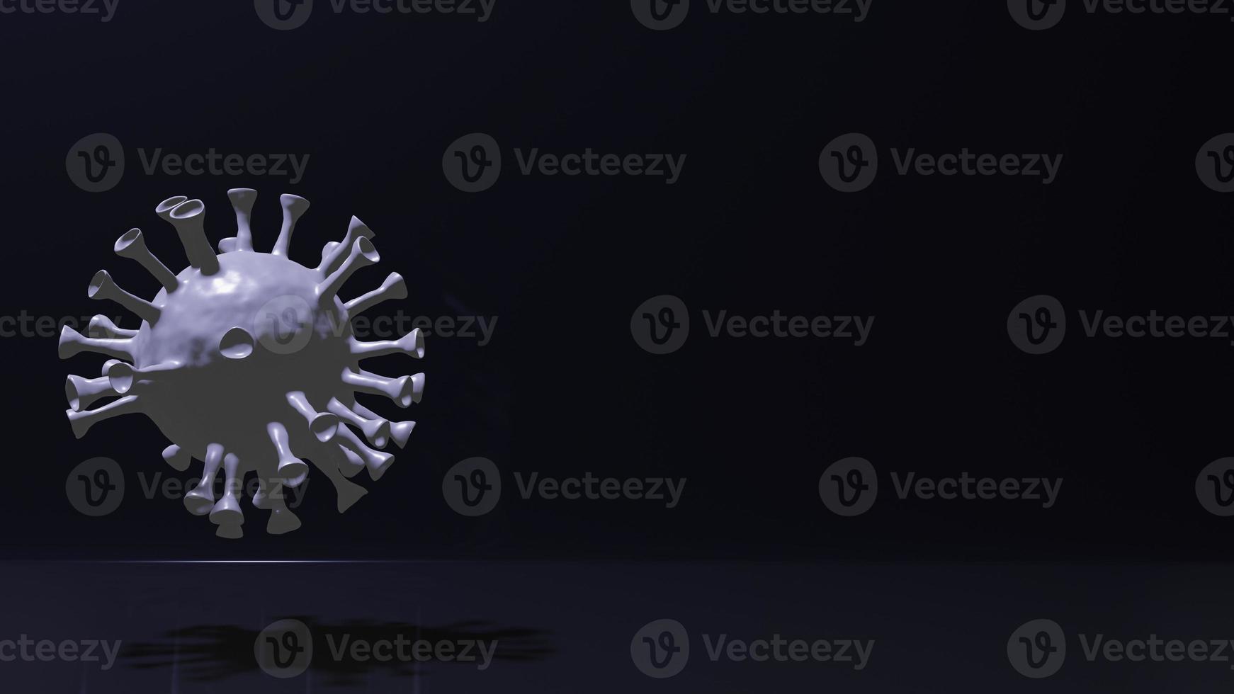 The white virus on black background for medical and sci content 3d rendering. photo