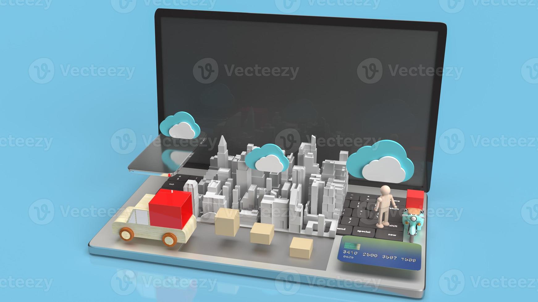 The cloud and technology equipment for CLOUD COMPUTING content 3d rendering. photo