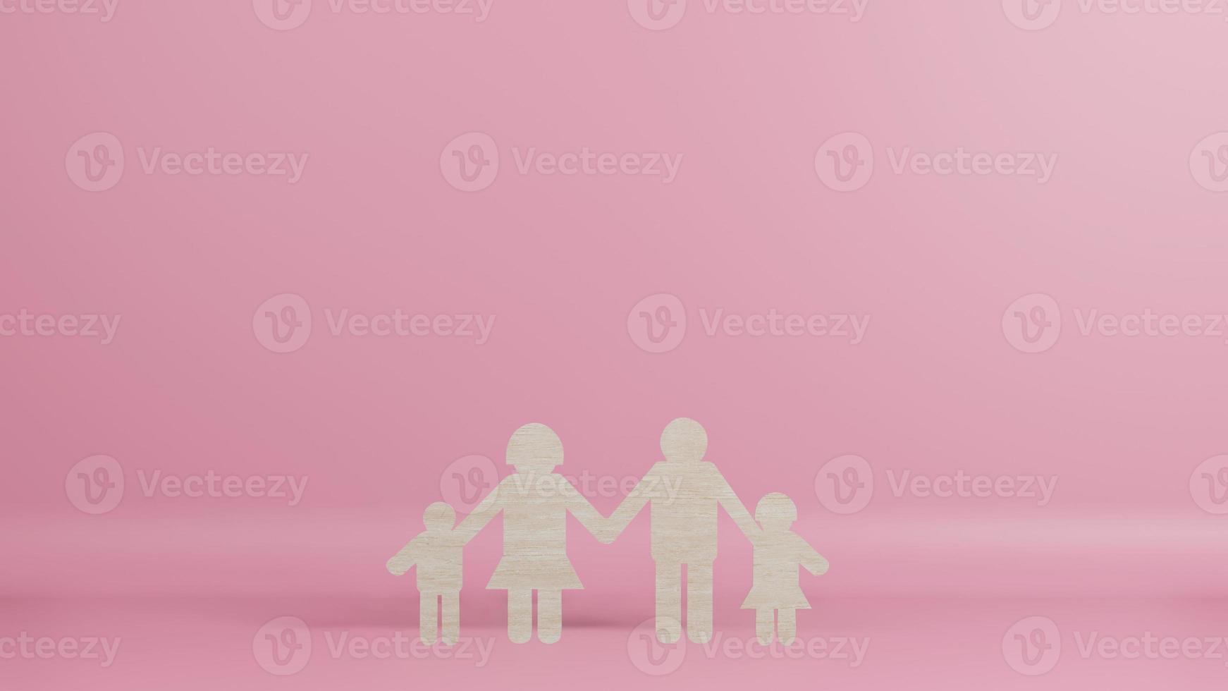 The family wood cut for background  3d rendering photo