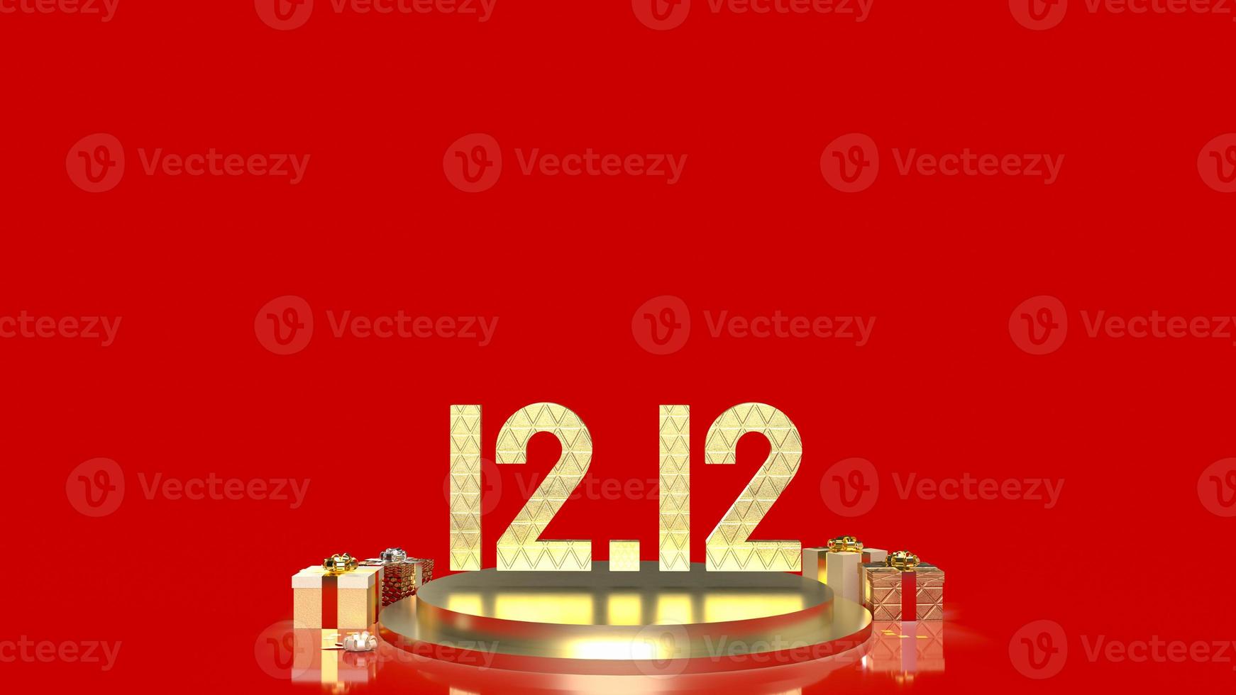 The gold number 12.12 on geometry podium shape for display product and gift box for sale promotion concept 3d rendering photo