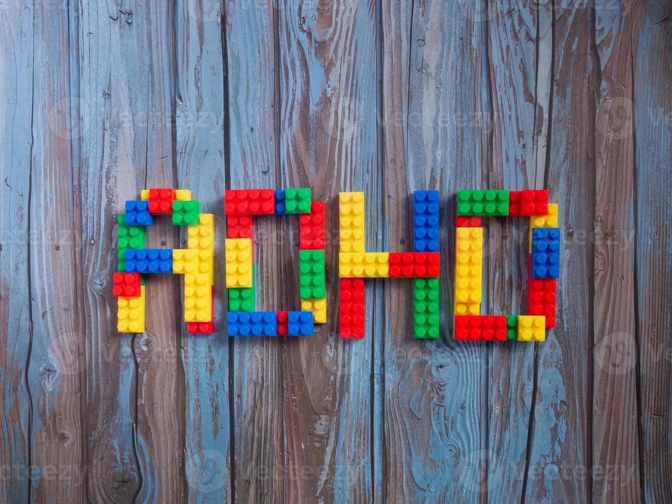 brick toys multi color adhd word for sci or education concept photo