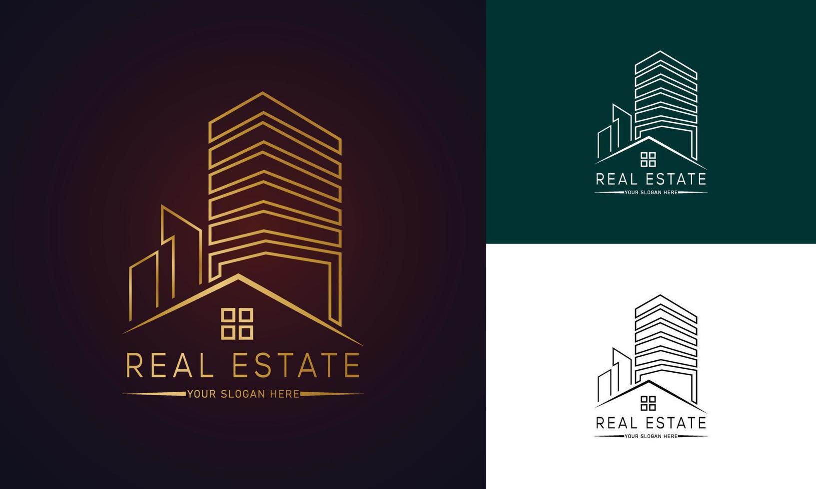 Real estate logo. Realtor logo. property logo design vector template Real estate logo design with full branding business card, stumps, email signature, and social media kit