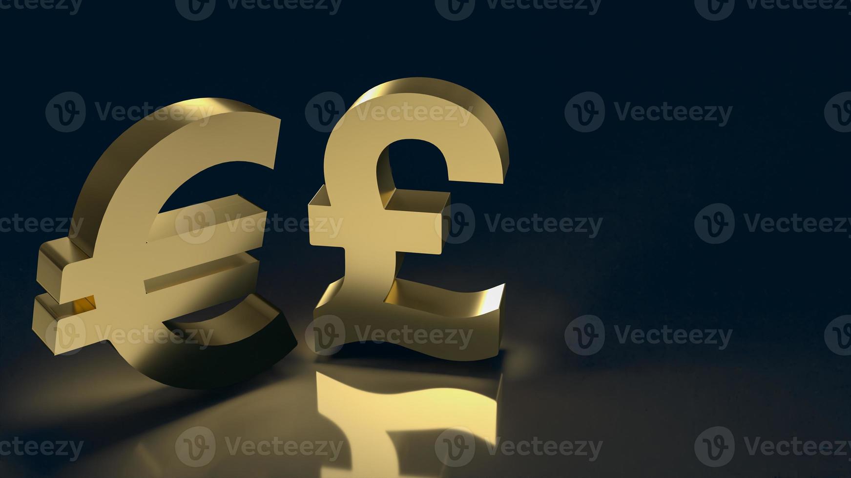 The gold euro and pound symbol for business concept 3d rendering photo