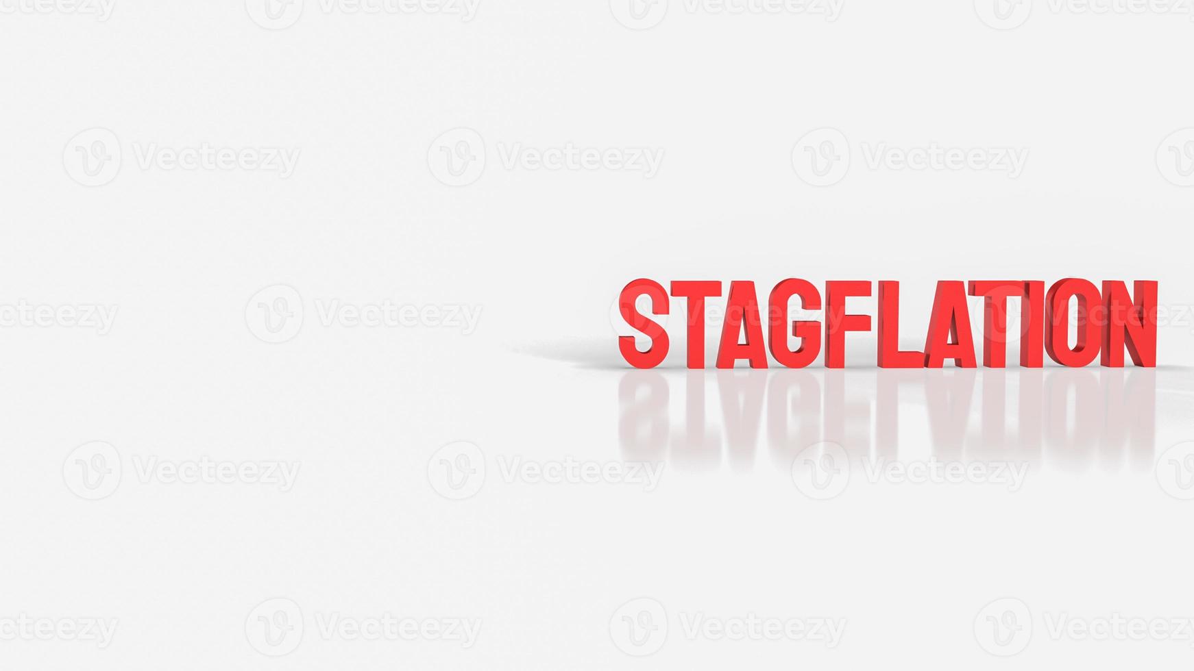 The red stagflation text on white for business concept 3d rendering photo