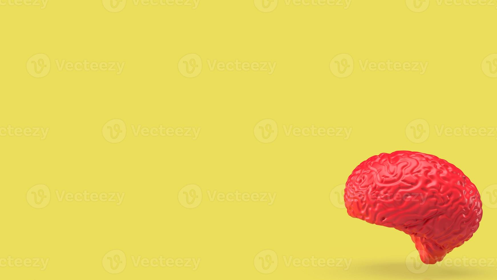 red brain on yellow back ground 3d rendering photo