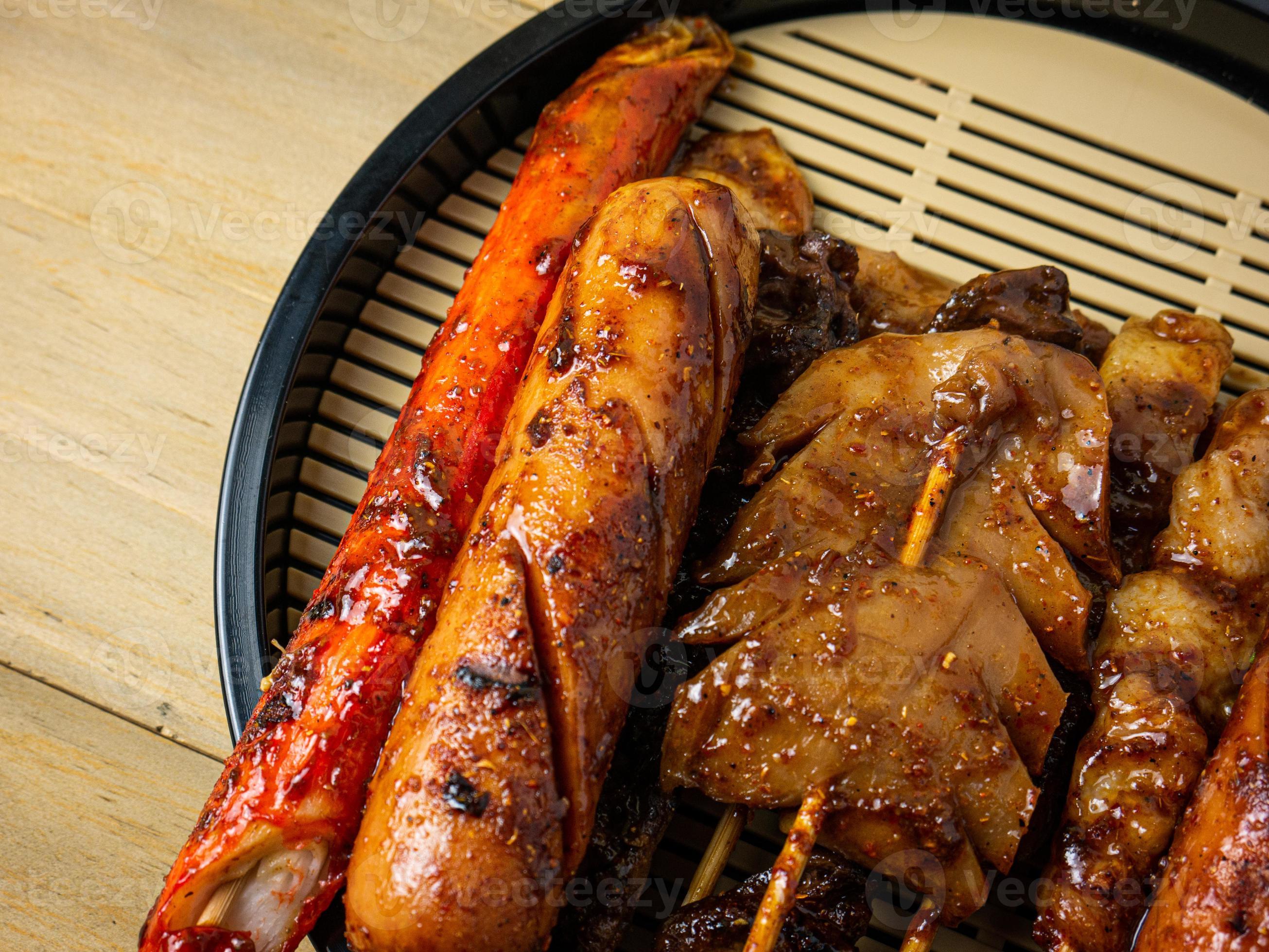 The Chinese bbq Skewer of Sichuan grilled meat for food content