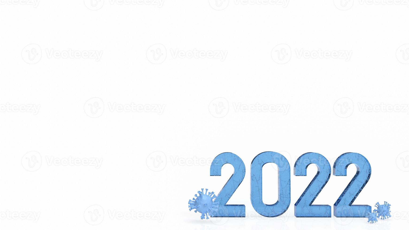 The number 2022 and virus on white background  for sci concept 3d rendering photo