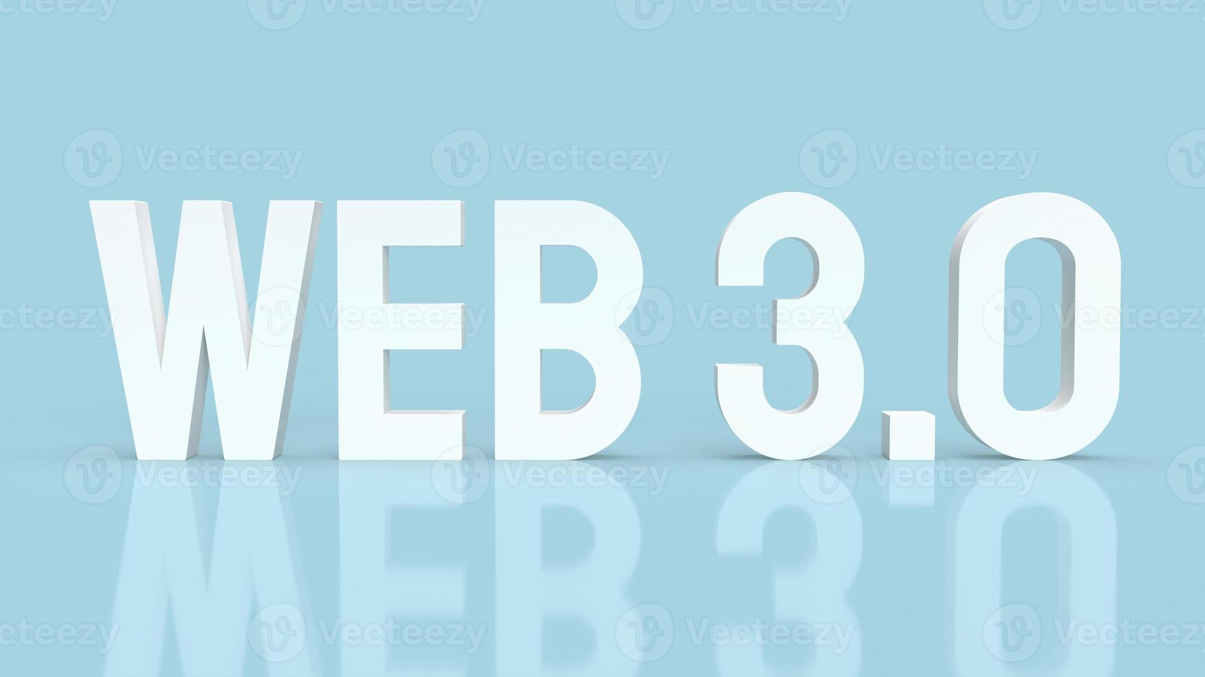 The Web 3.0 white text on  blue background  for technology concept 3d rendering photo