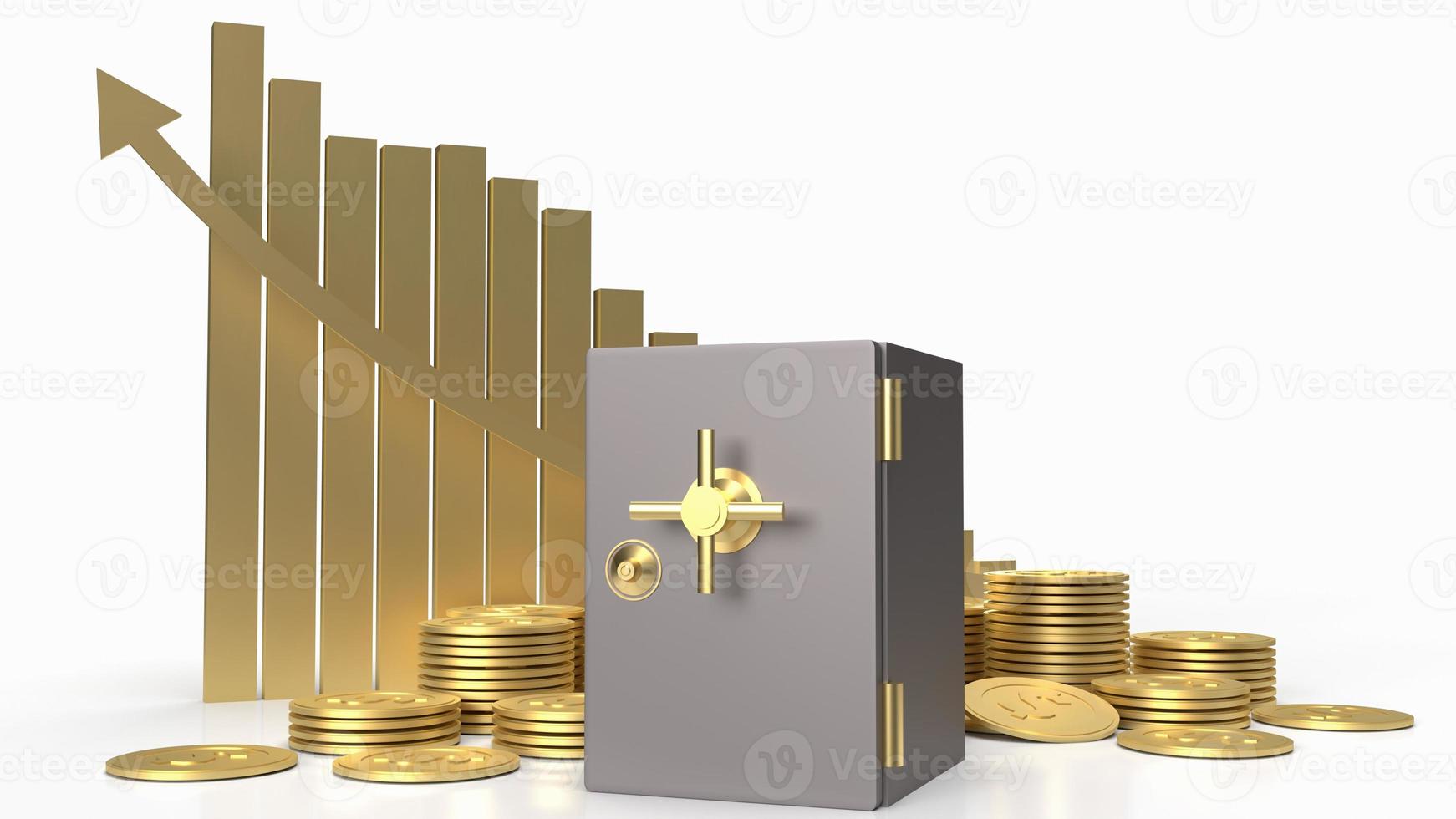 The vault safe and gold coins on white background for business concept 3d rendering photo