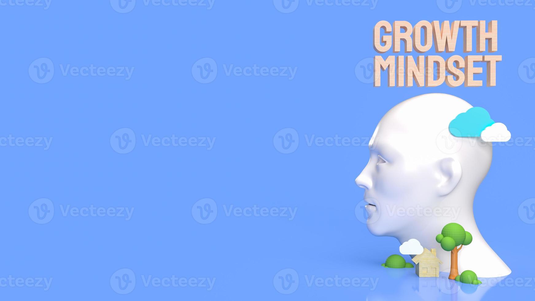 The  head and wood text for growth mindset concept 3d rendering photo