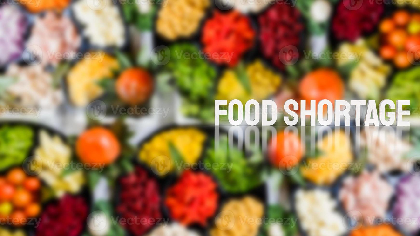 The food shortage white text on food background 3d rendering photo