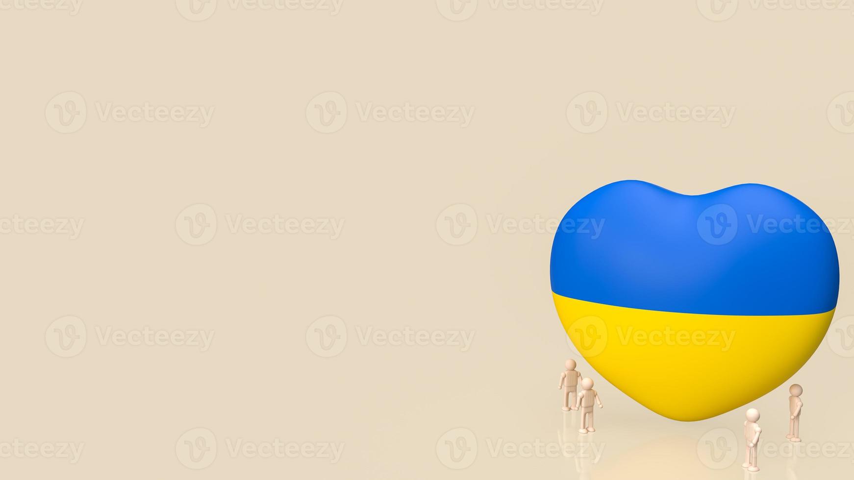 The 3d heart Pray and wood figure For Ukraine peace and Save Ukraine from Russia photo