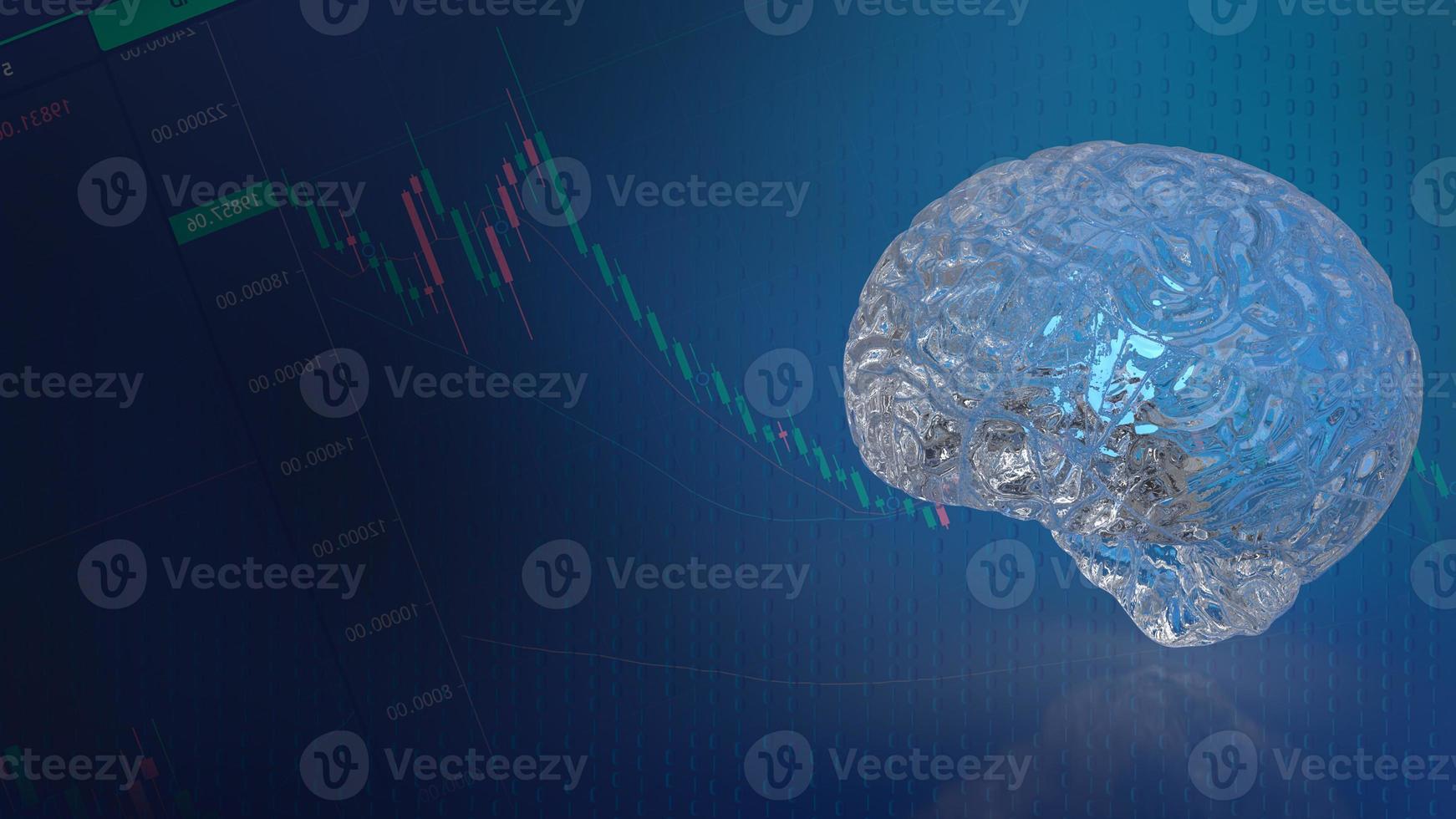 The crystal  brain on business background 3d rendering photo
