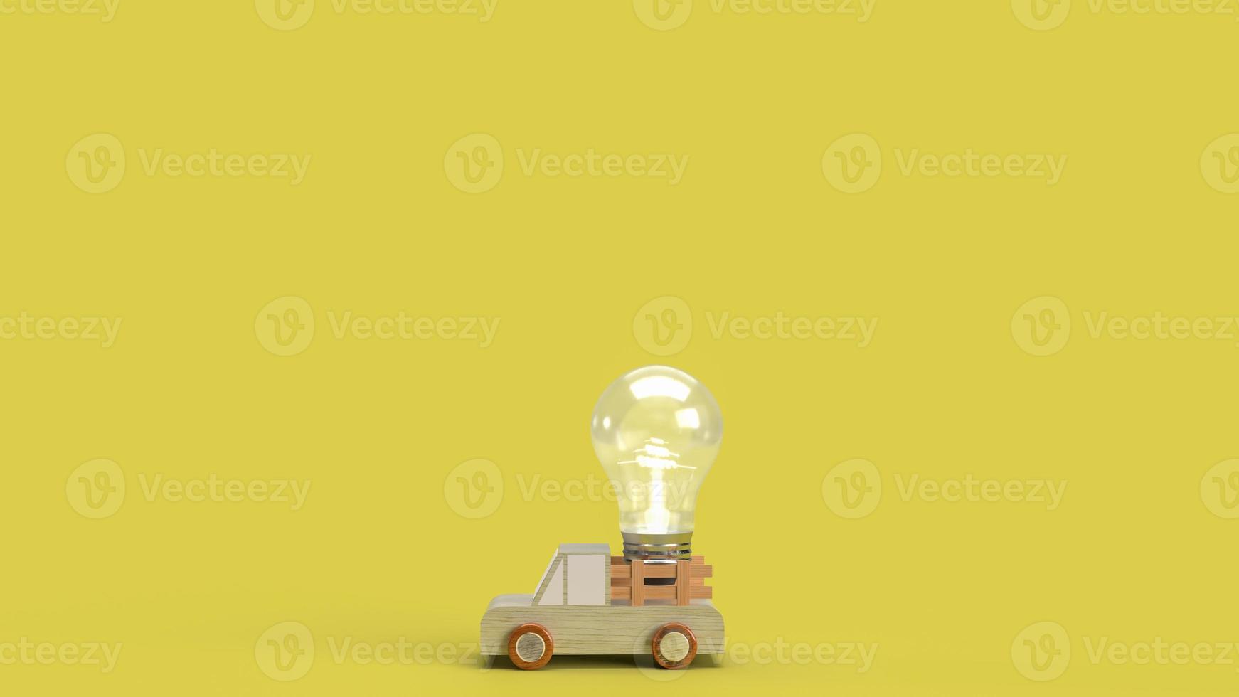 The van truck and lightbulb on yellow background  for business or creative concept 3d rendering photo