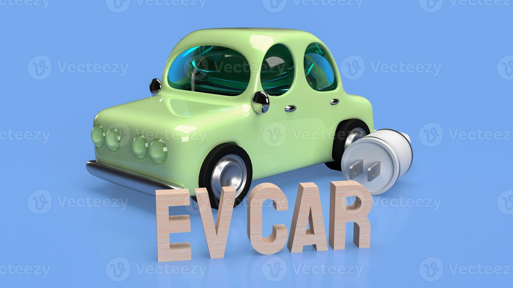 The car and electric plug  for eco or automobiles system 3d rendering photo