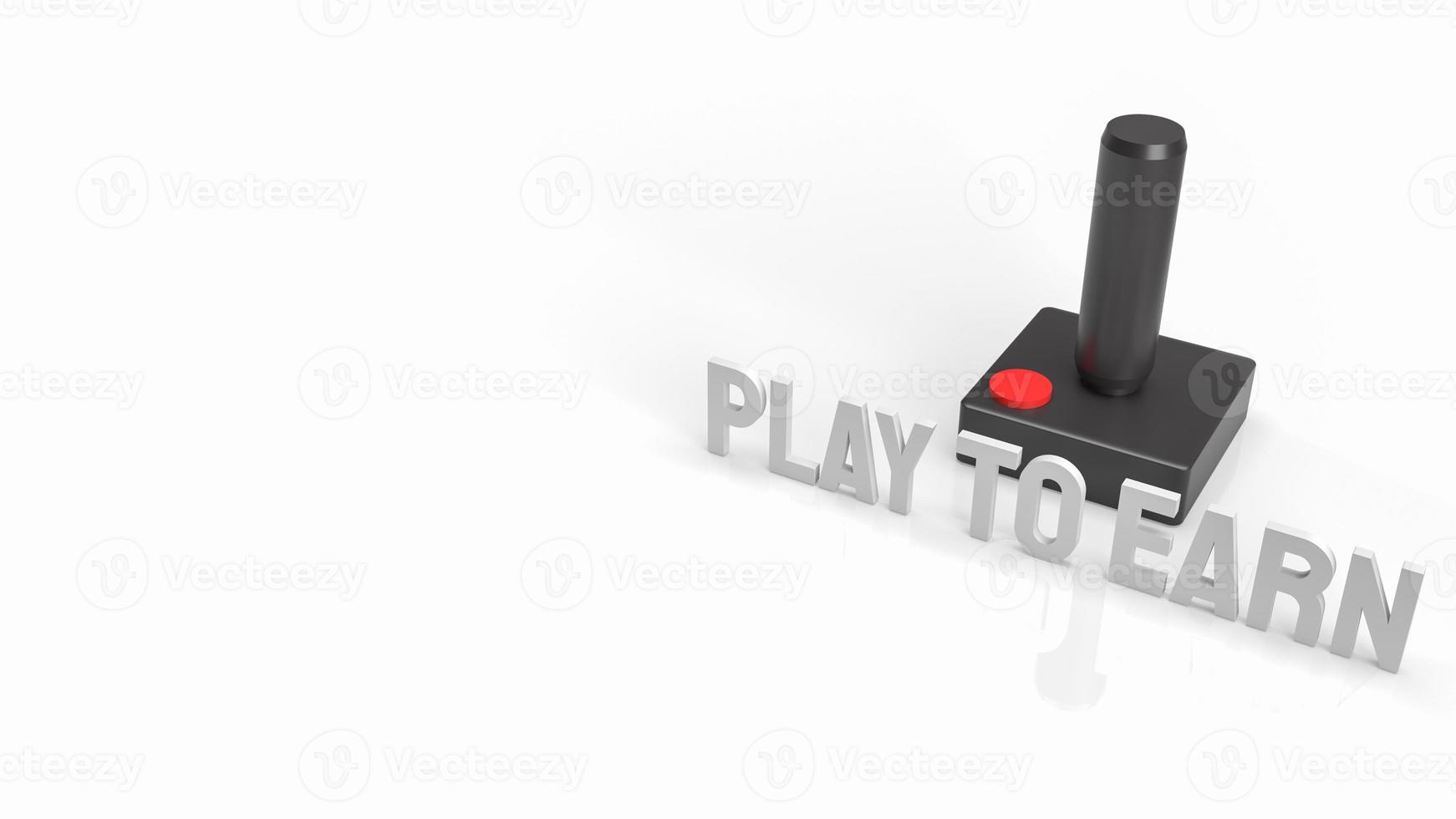 The joystick and play to earn text for game nft or technology  concept 3d rendering photo