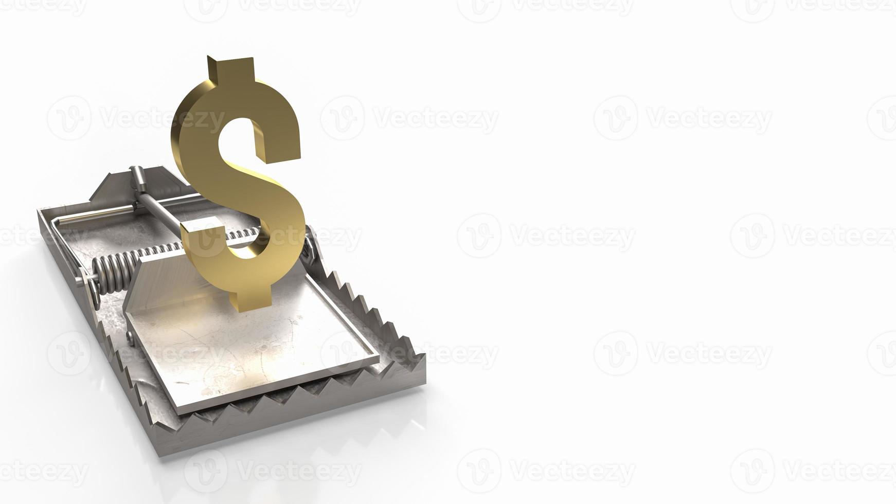 The gold dollar symbol in a trap for business concept 3d rendering photo