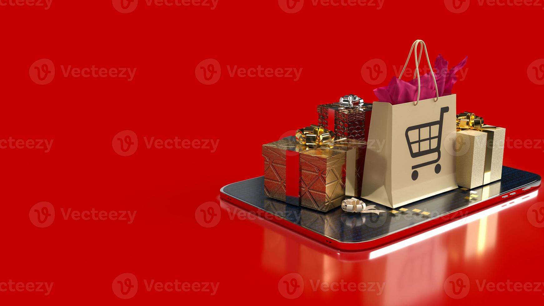 The shopping box  on tablet for online market concept 3d rendering photo