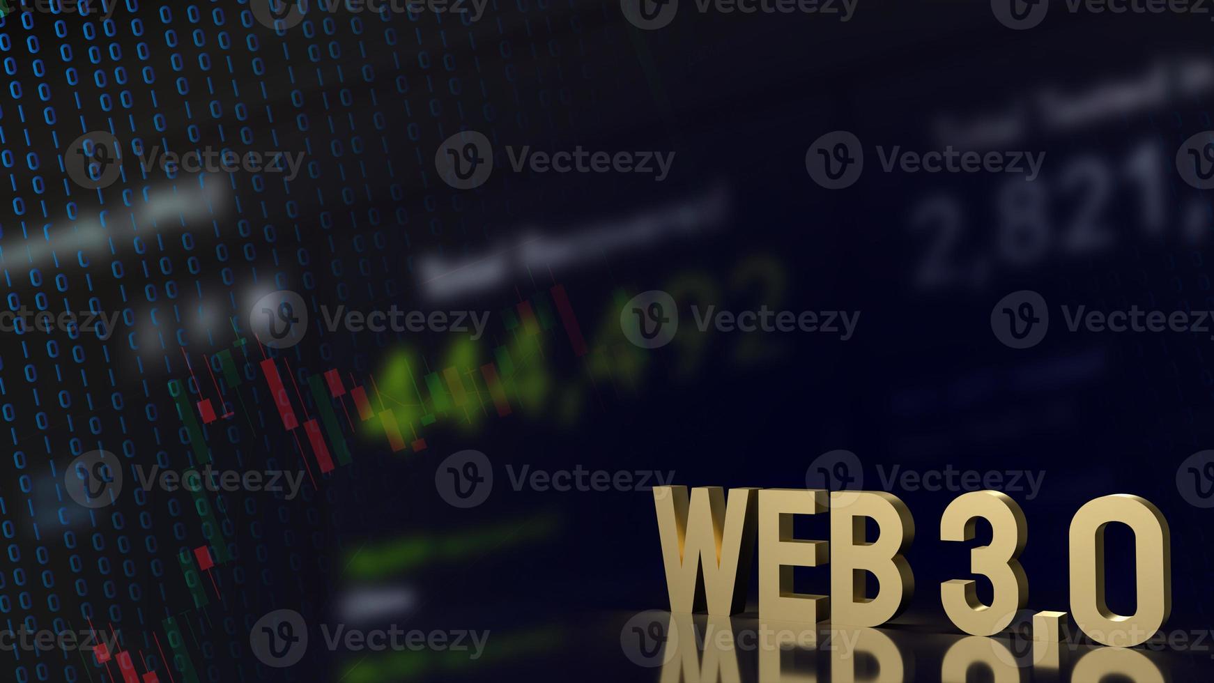 The Web 3.0 golden text on business background  3d rendering photo