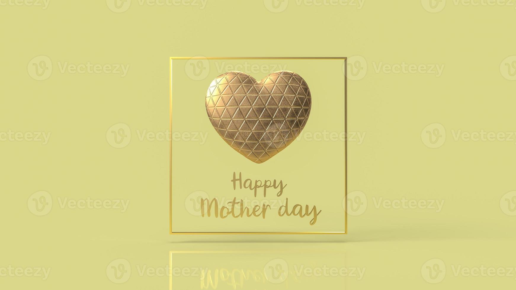 The gold heart and text for happy mother day concept 3d rendering photo