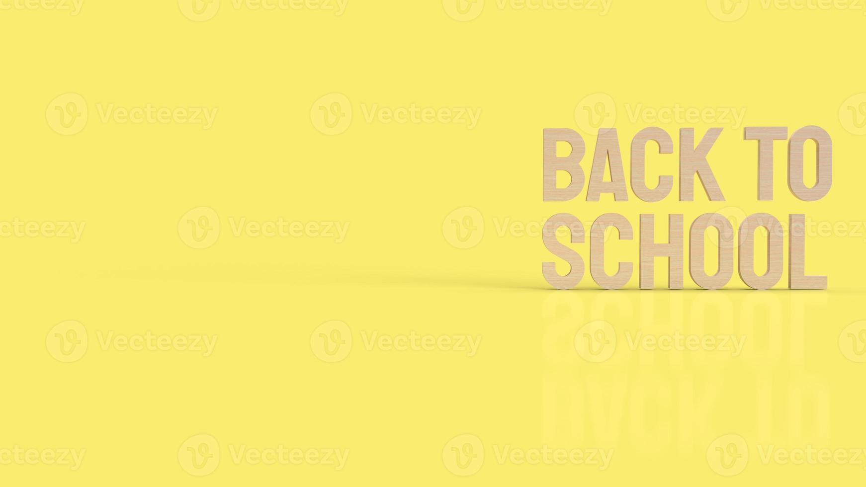 The wood back to school text in yellow color for education concept 3d rendering photo