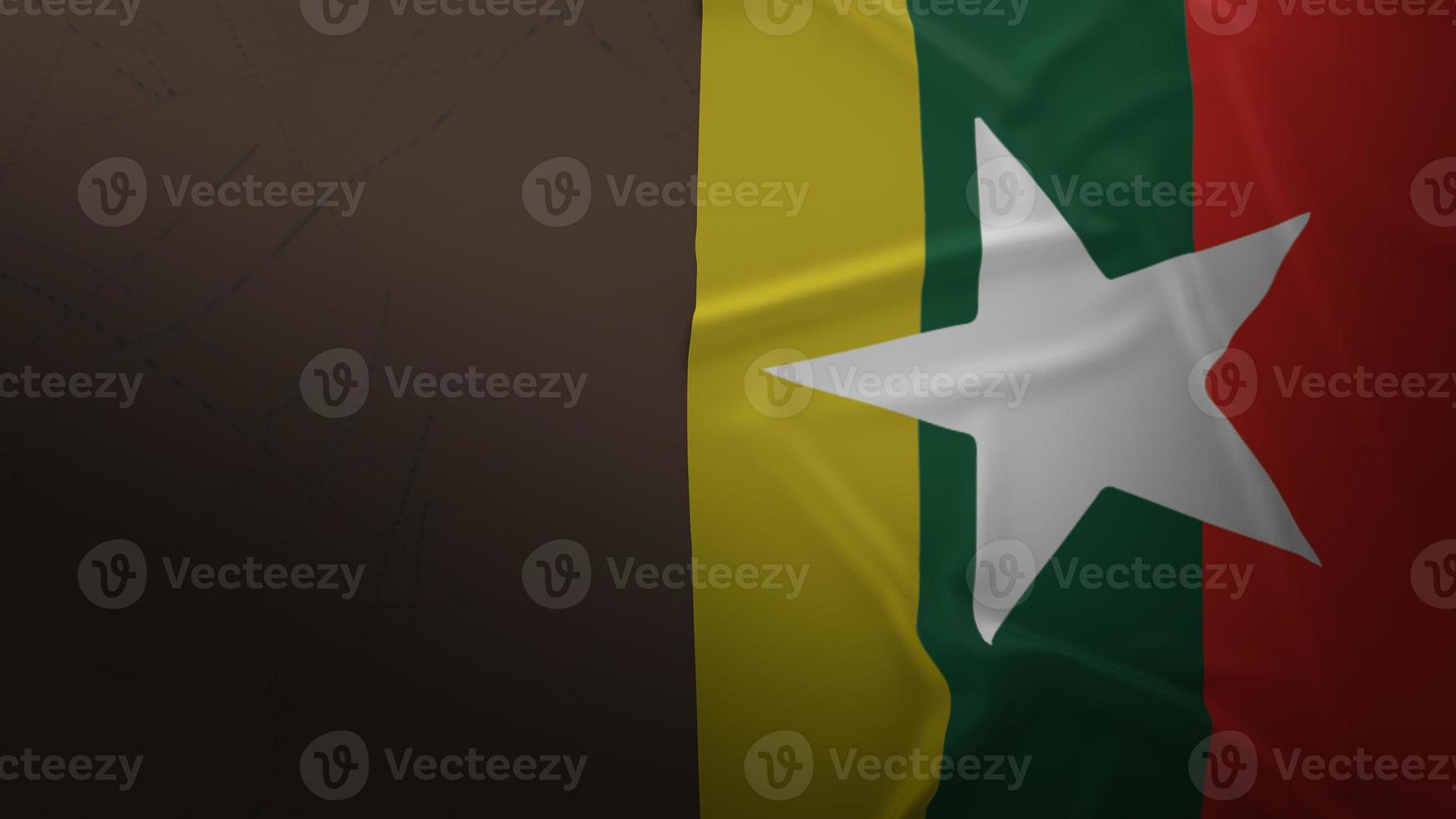 The Myanmar flag on dirty floor 3d rendering. photo