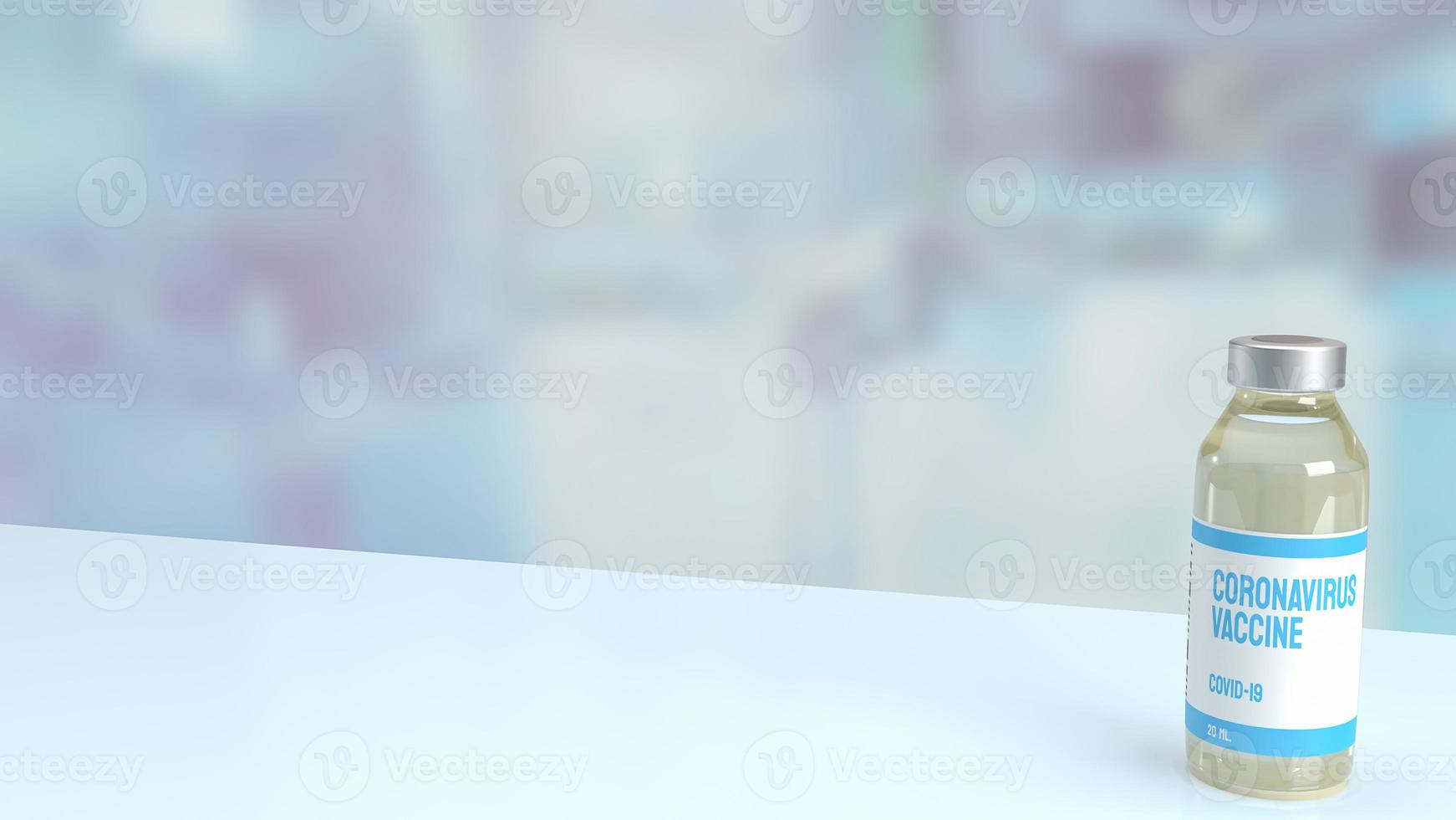 The vaccine on white table in science laboratory research  for sci or medical concept 3d rendering photo