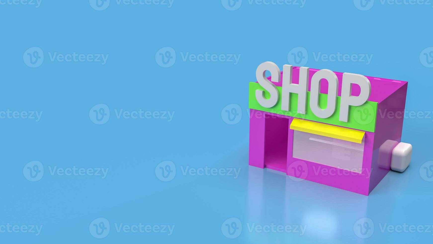 The shop on blue background for business concept 3d rendering photo