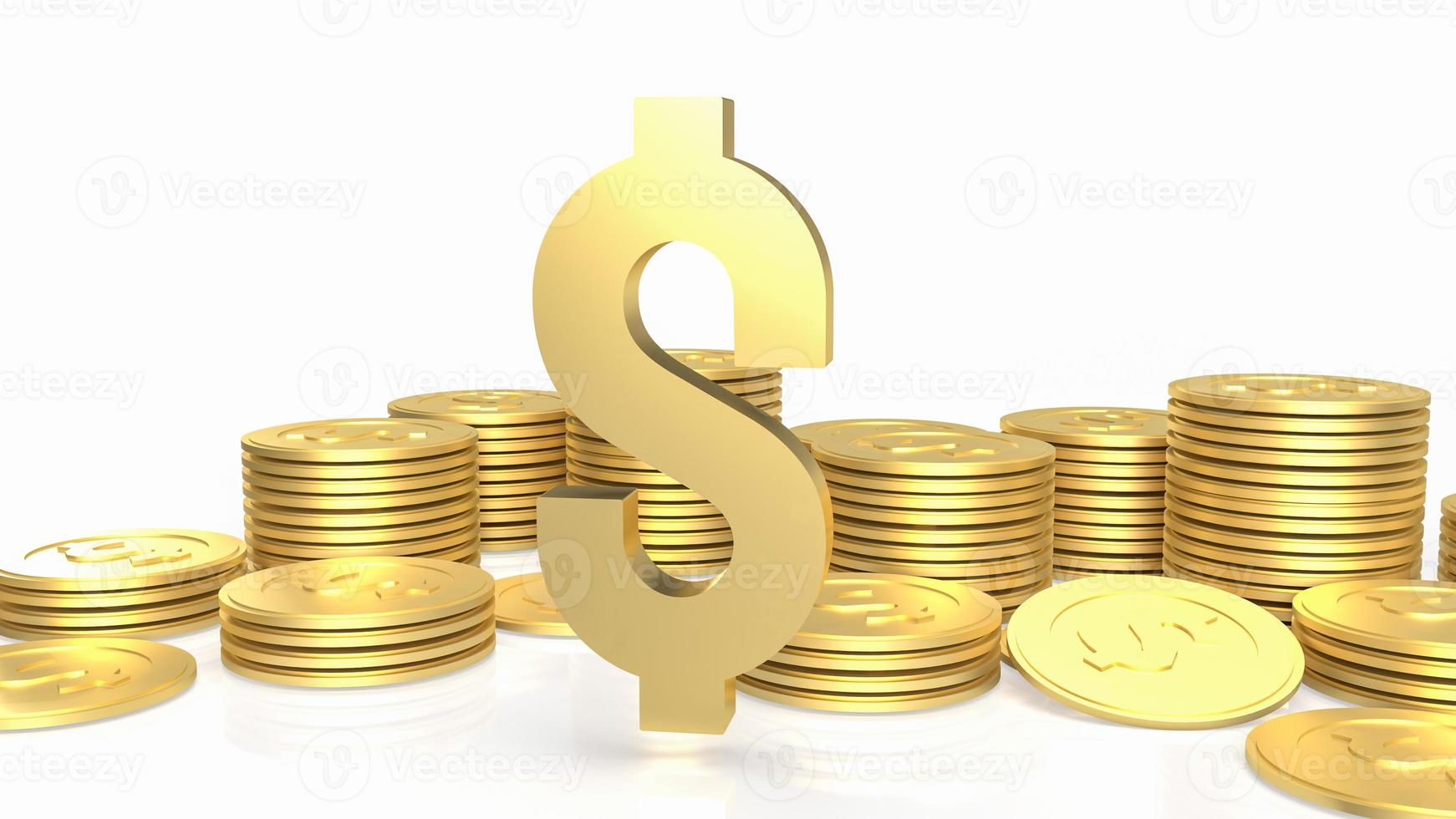 gold gold dollar symbol and coins on white background 3d rendering photo