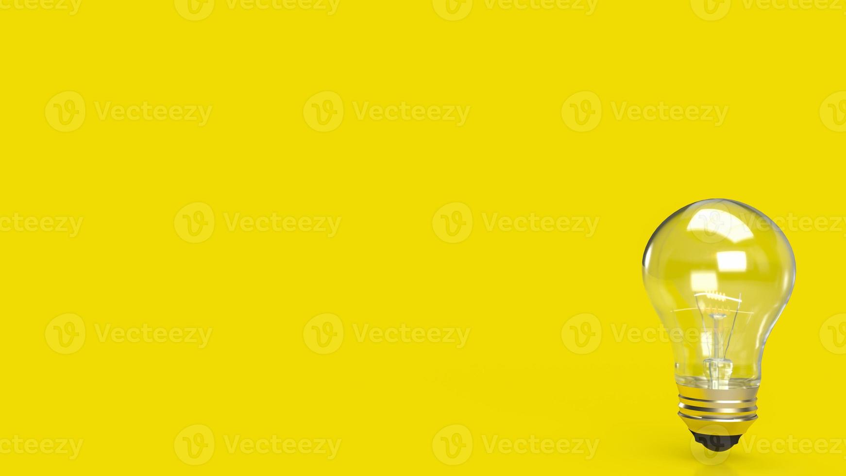 The light bulb on yellow background for education or creative  concept 3d rendering photo