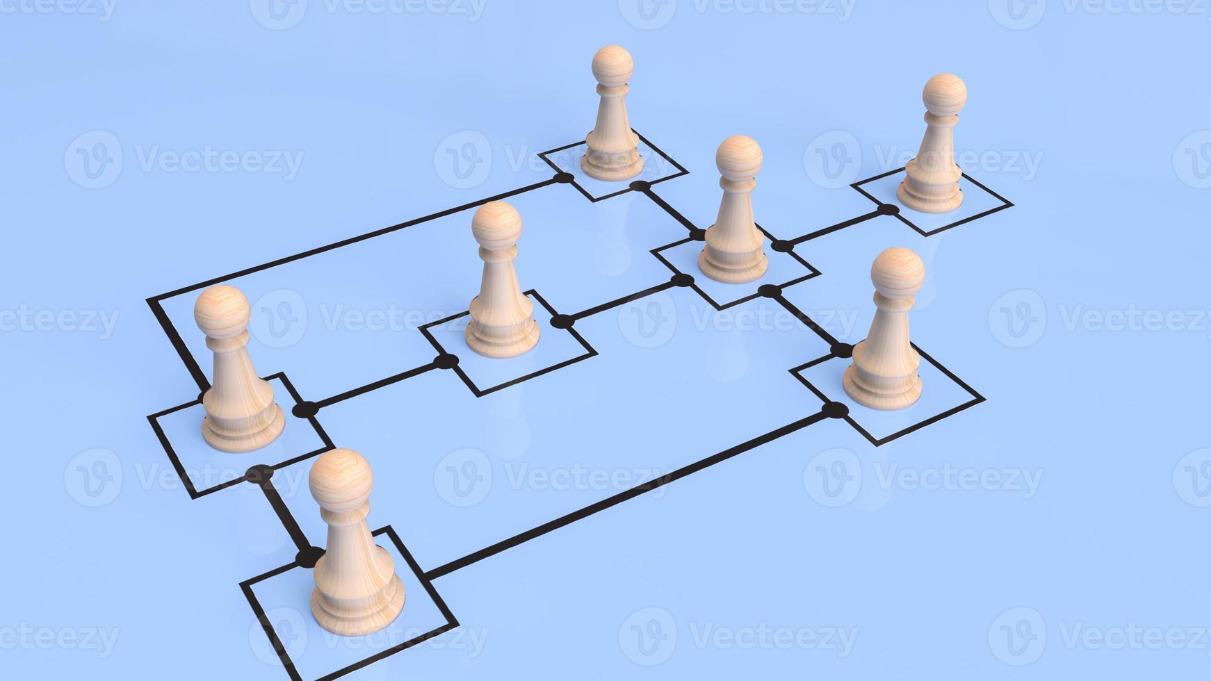 The wood chess on diagram for business concept 3d rendering photo