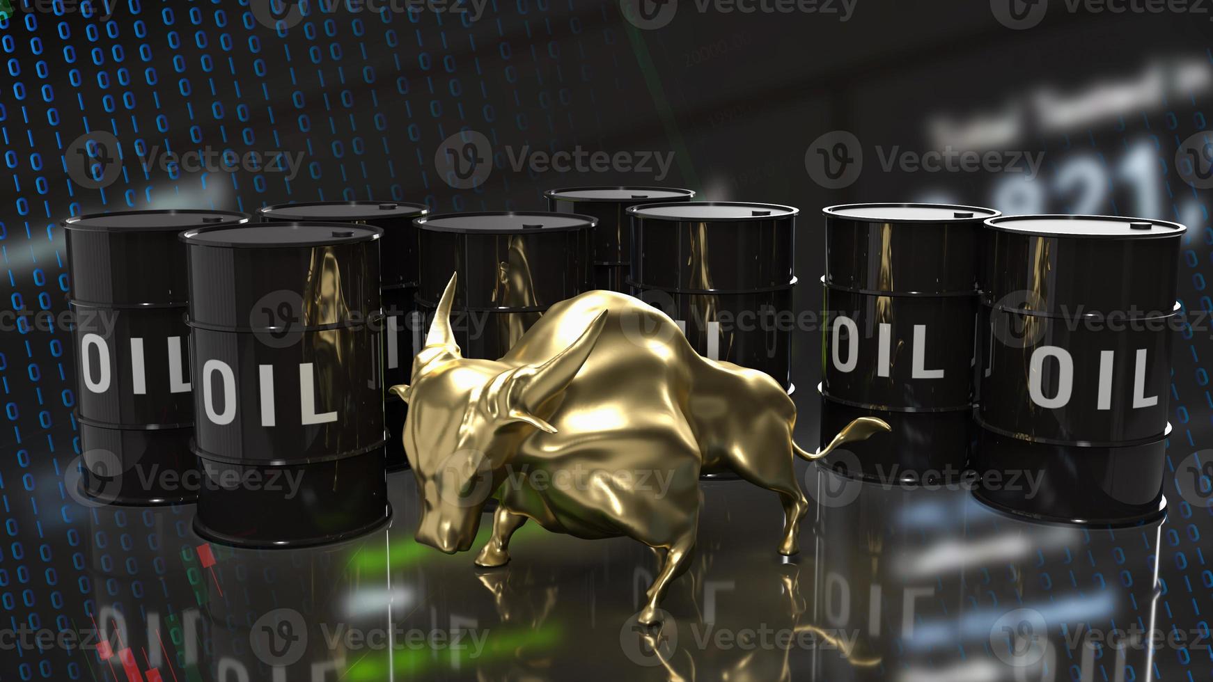 oil tank and gold bull for business concept 3d rendering photo