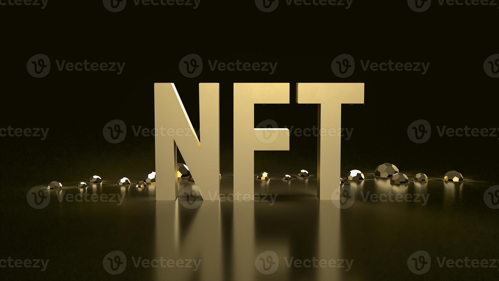The gold nft text on black background  for business or art concept 3d rendering photo