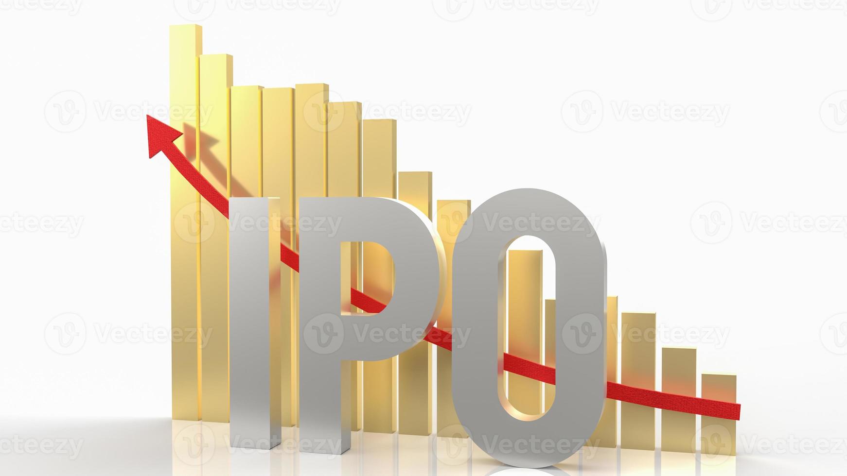 The ipo  or Initial Public Offering word and chart for business content 3d rendering photo