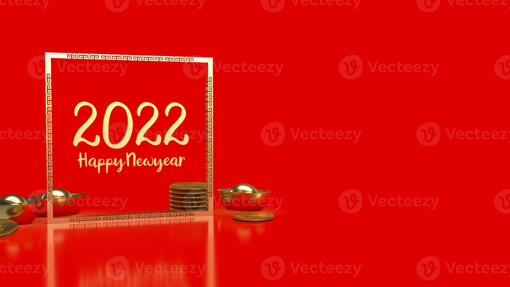 gold number 2022 Chinese  style  for happy new year concept 3d rendering photo