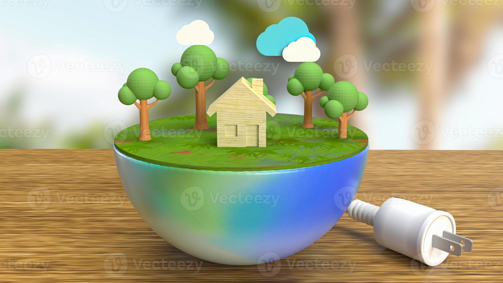 earth and electric plug for environment or ego system concept 3d rendering photo