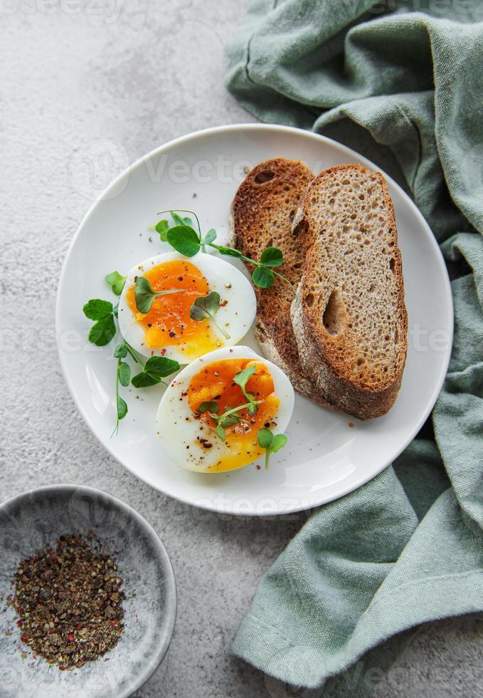 Rye bread  with boiled egg photo
