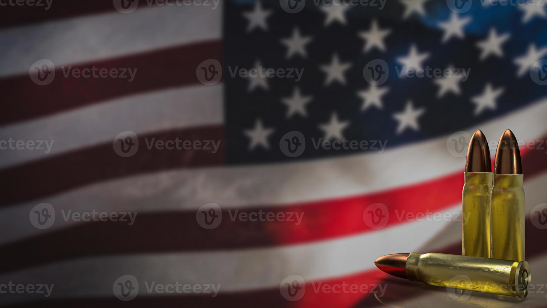 la bala en la bandera de EE. UU. para la ley o el concepto de crimen 3d renderizado foto