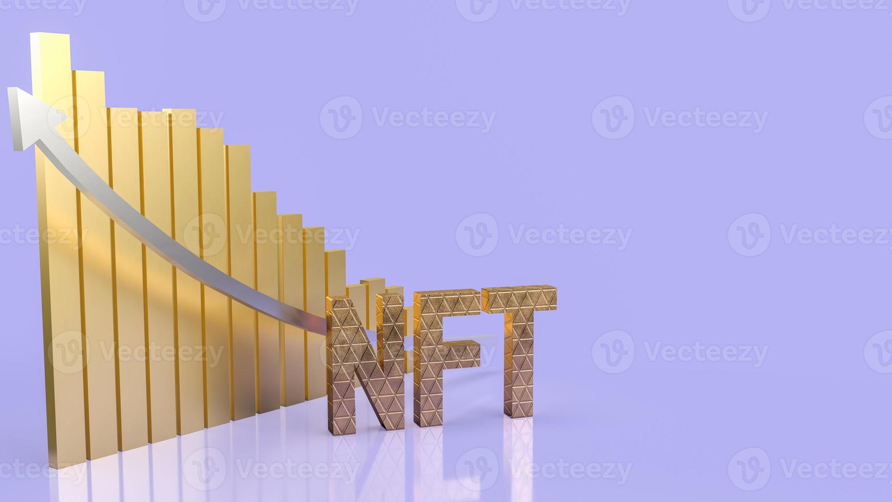The  gold nft text and  chart  for  cryptocurrency or business concept 3d rendering photo