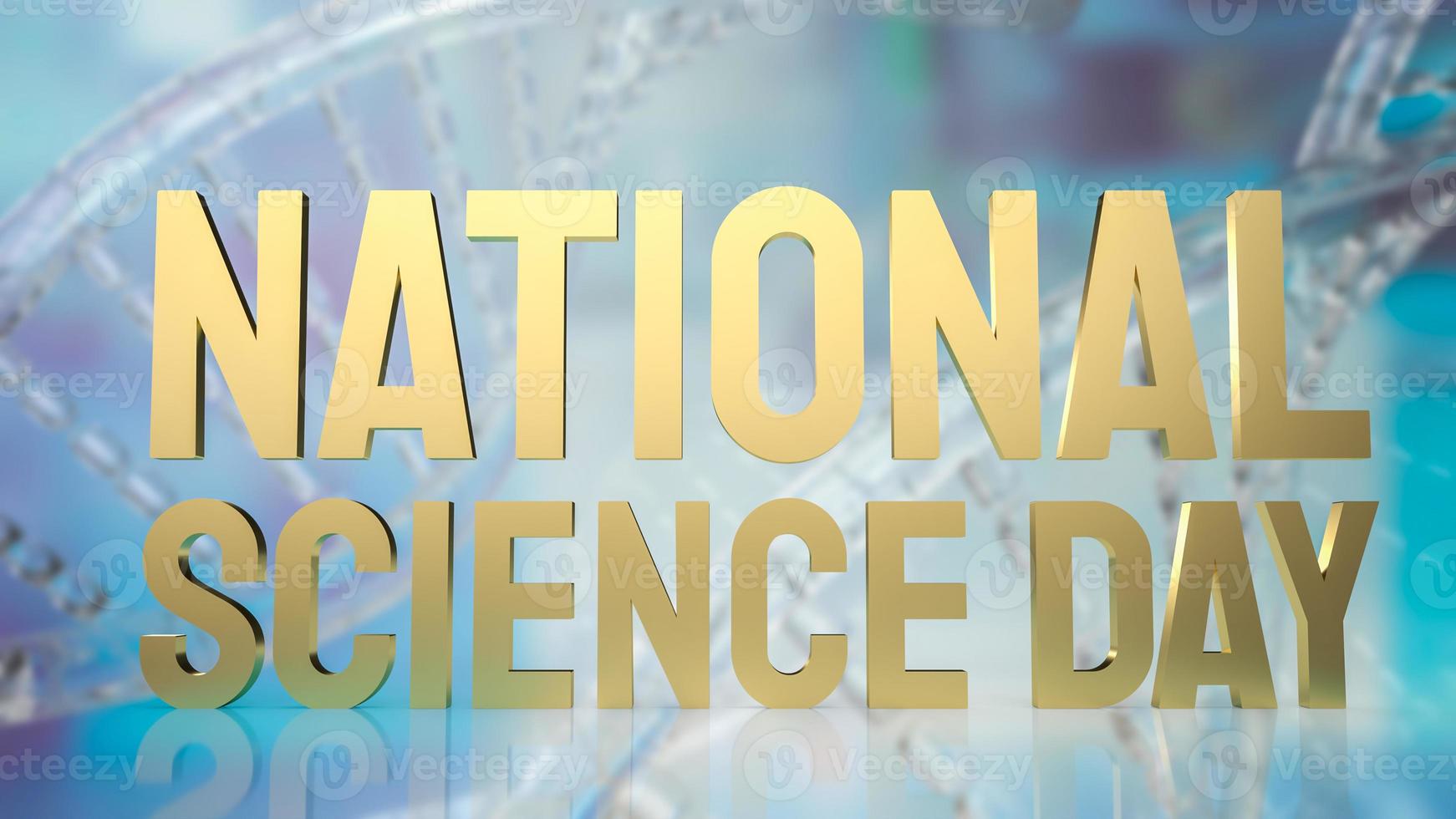 The  national science day gold text on dna background for sci concept 3d rendering photo