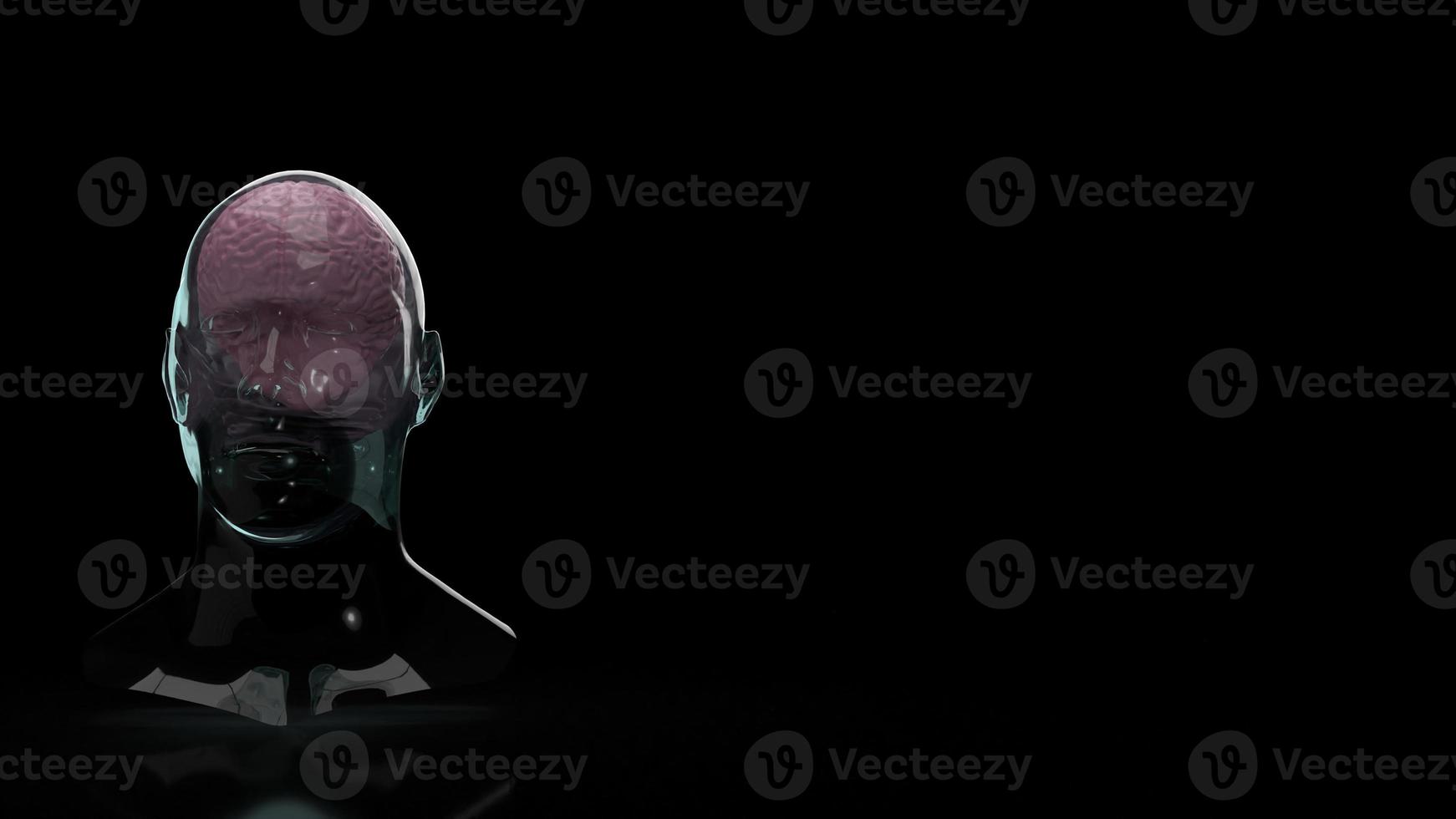 The brain inside crystal head for education or sci content 3d rendering photo