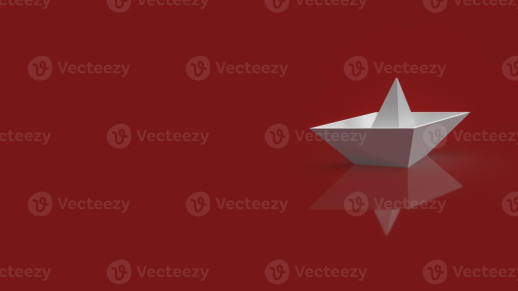 The white boat paper on red background for red ocean market content 3d rendering. photo