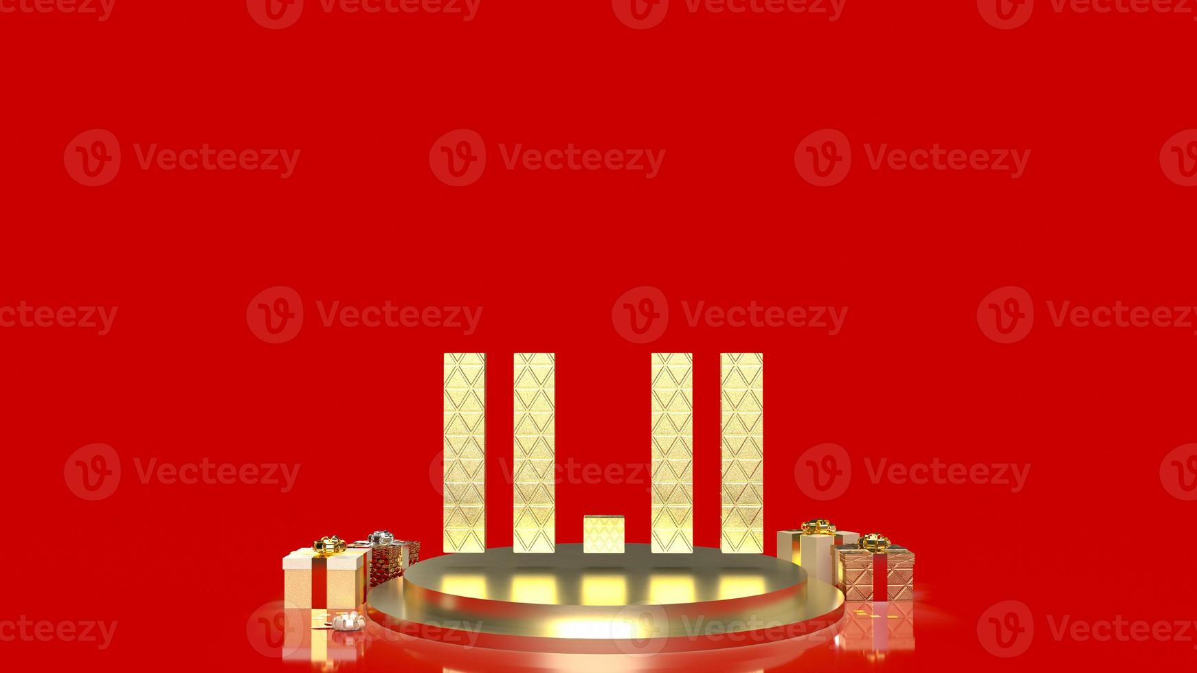 The gold number 11.11 on geometry podium shape for display product and gift box for sale promotion concept 3d rendering photo