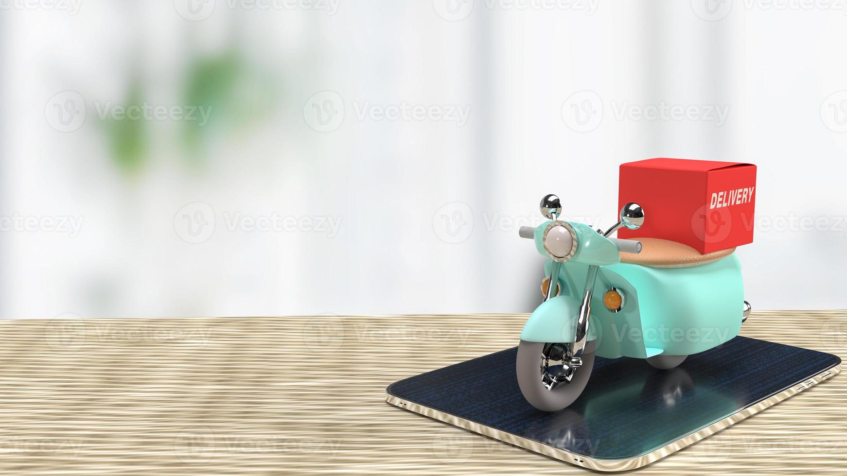bike delivery on tablet for applications concept 3d rendering photo