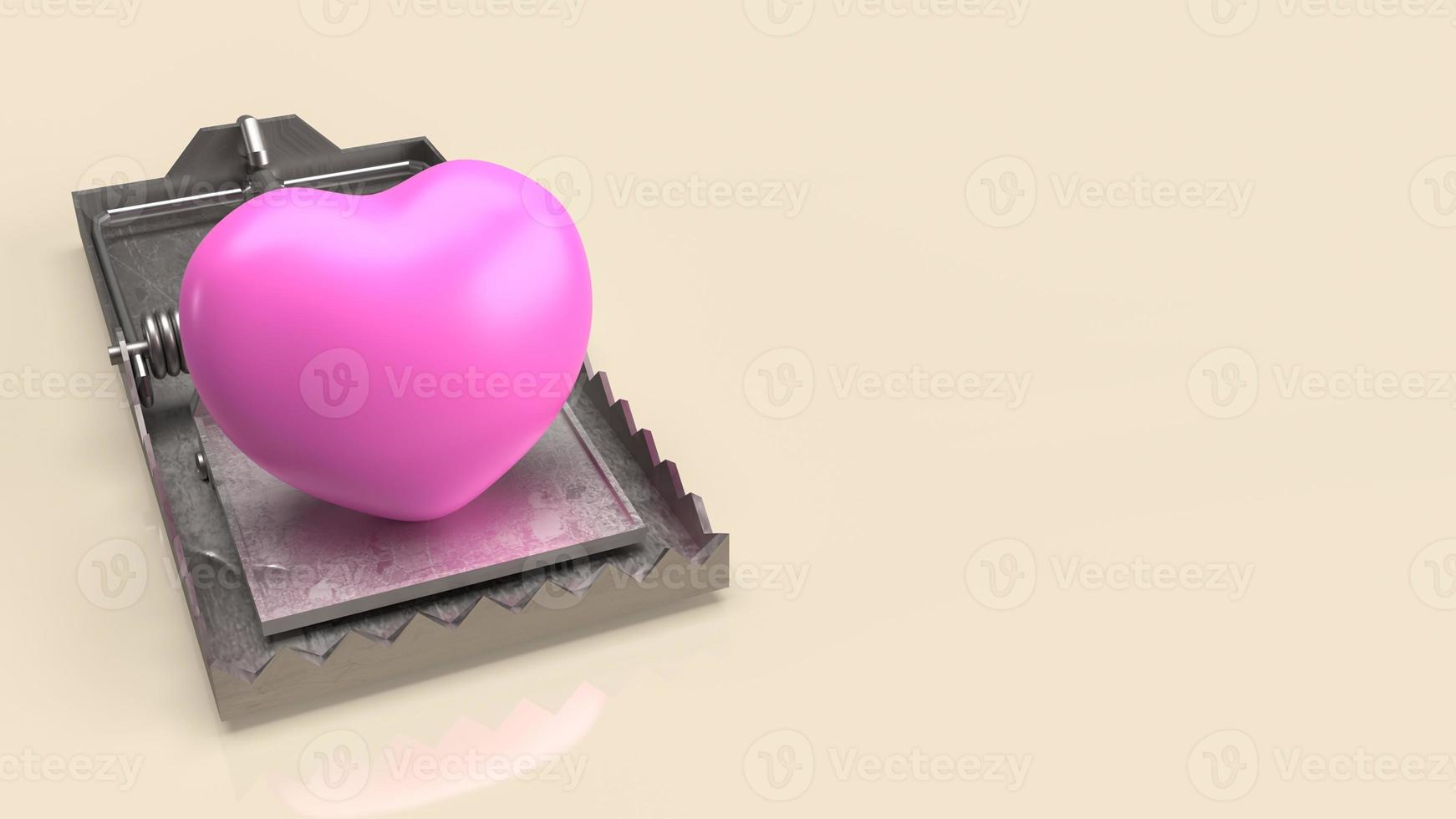pink heart  on trap for abstract concept 3d rendering photo