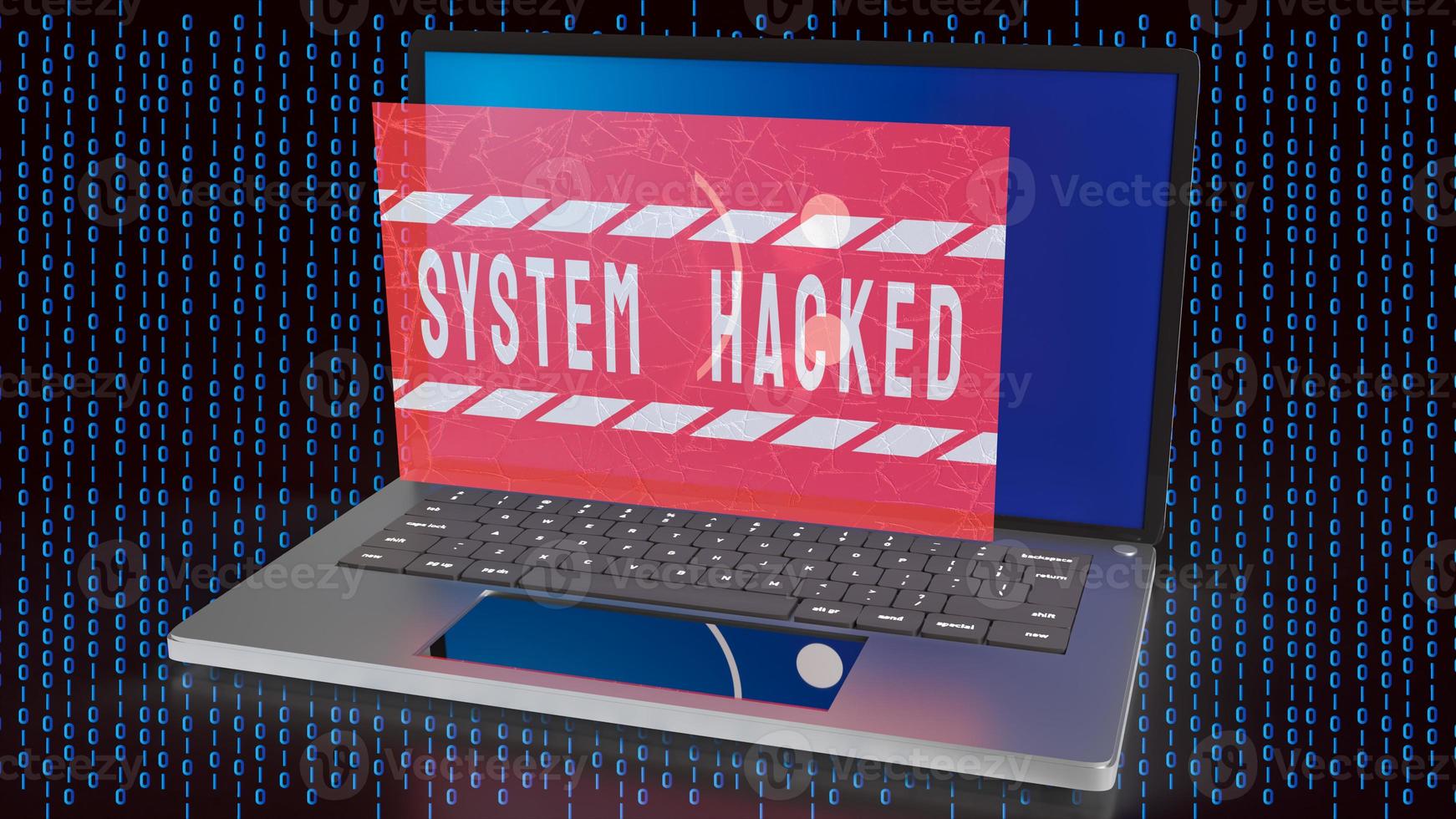 The laptop  on digital background for system hacked for technology concept 3d rendering photo