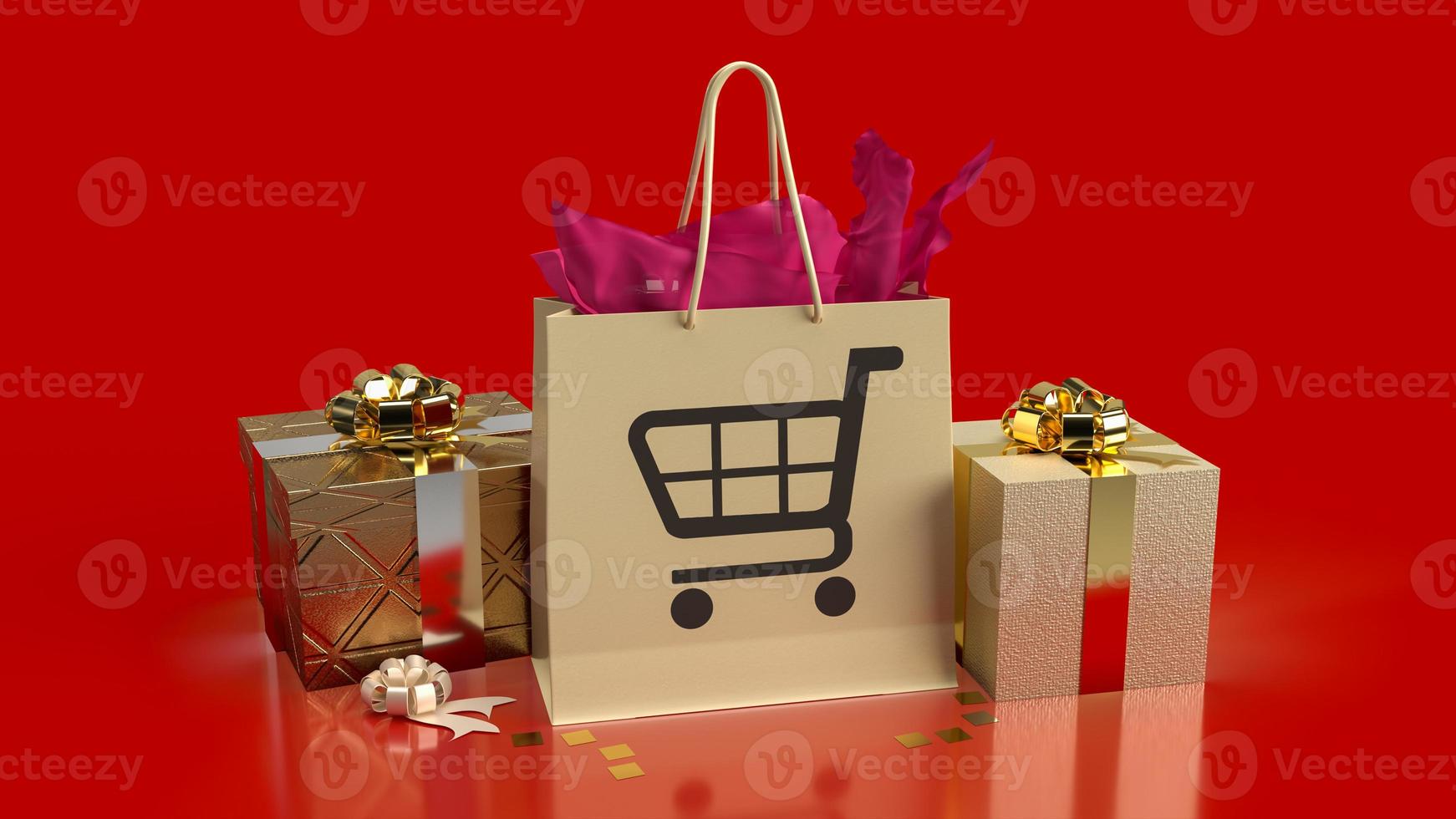 The shopping box  on tablet for online market concept 3d rendering photo