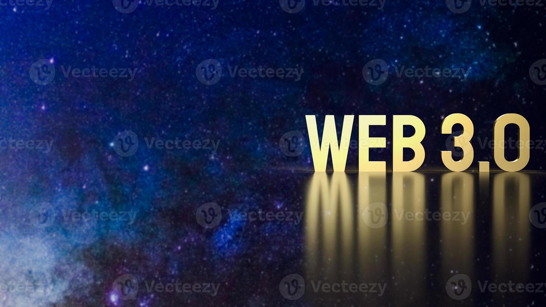 The gold text Web 3.0  on space background  for technology concept 3d rendering photo